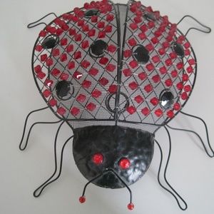 Decorative beaded mesh lady bug